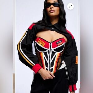 Akira Need for Speed Zip Bolero Jacket Black Red NWOT